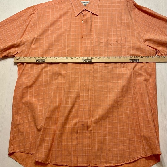 Cutter & Buck Men’s 1XB Short Sleeve Button Up Shirt Orange Plaid Cotton Casual - Picture 5 of 9